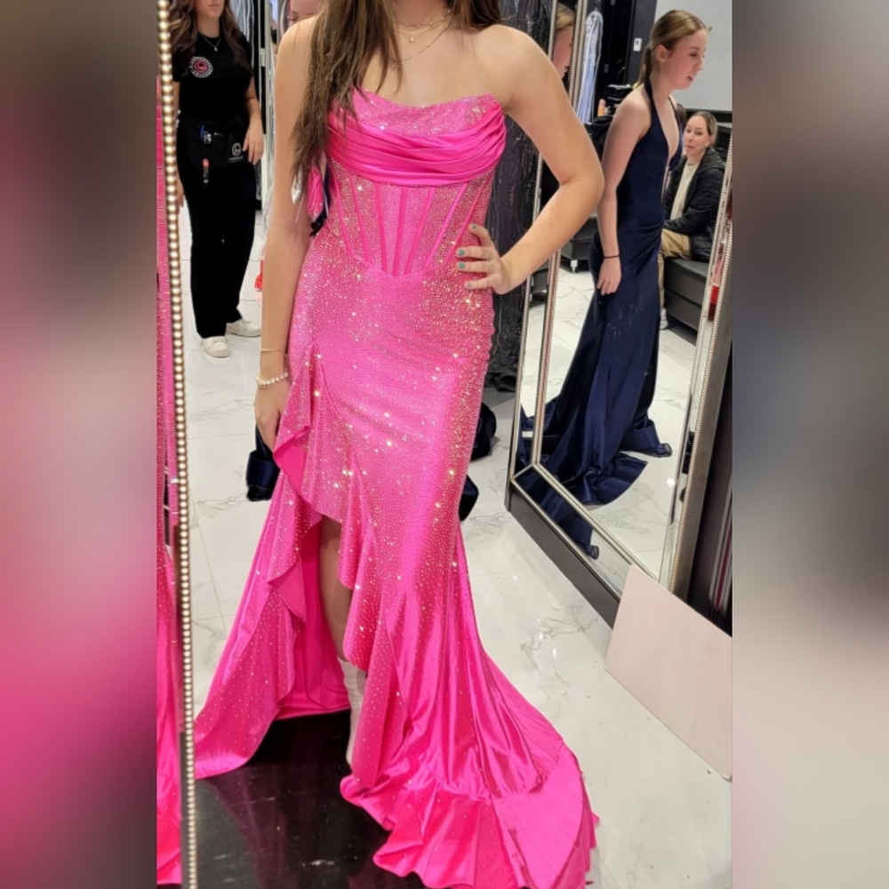 SOLD Sparkling Pink Strapless Gown